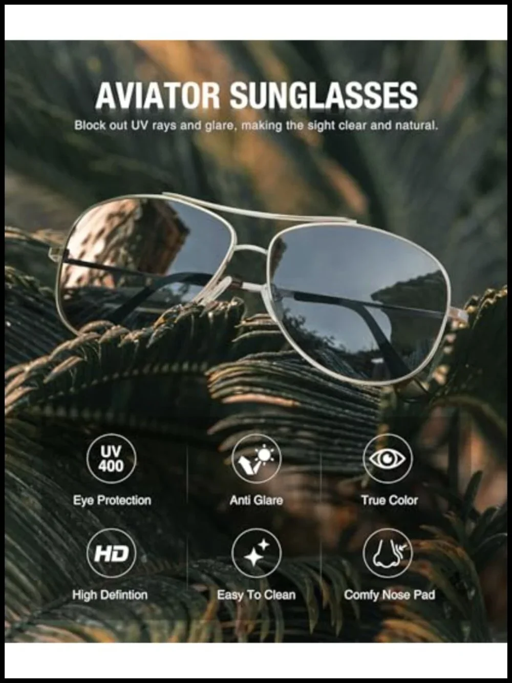 Polarized Aviator Sunglasses Lightweight UV400 Driving